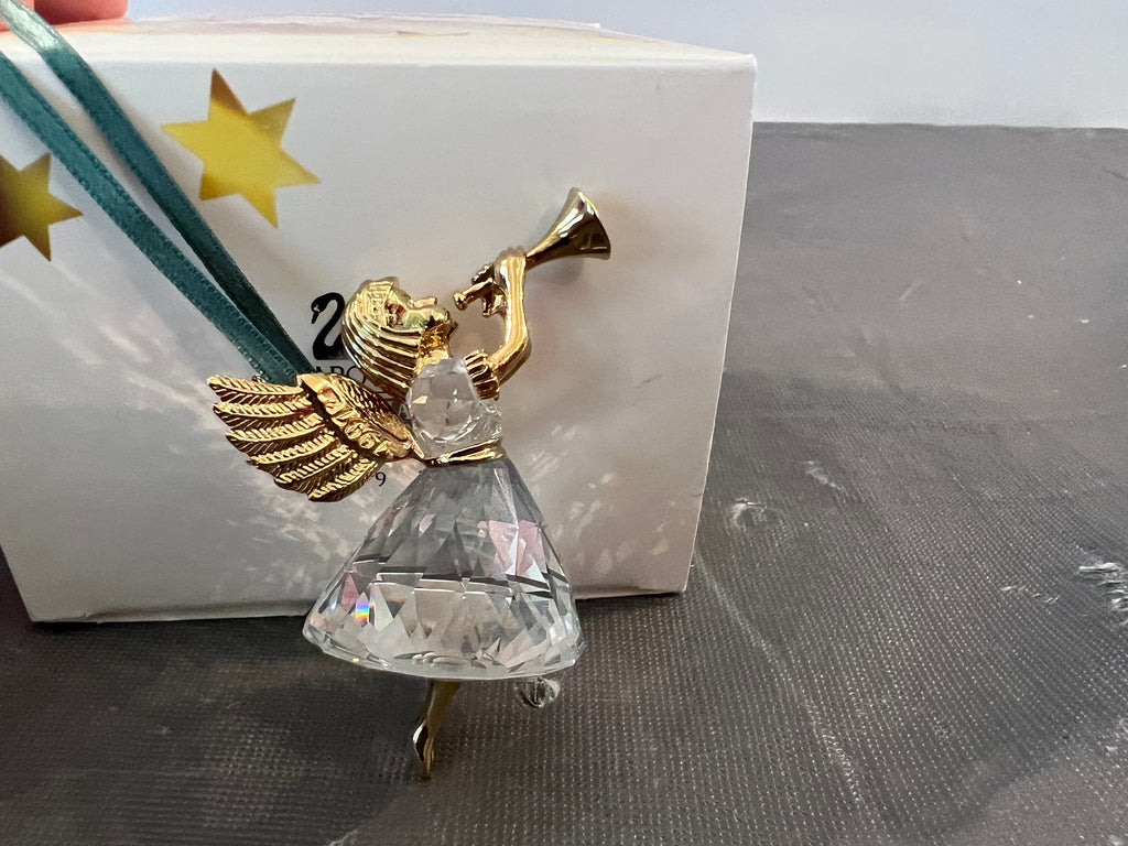 Swarovski Crystal Christmas Memories 1997 Angel with Trumpet Ornament #211085