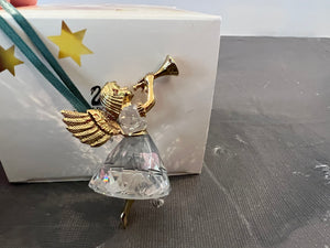 Swarovski Crystal Christmas Memories 1997 Angel with Trumpet Ornament #211085