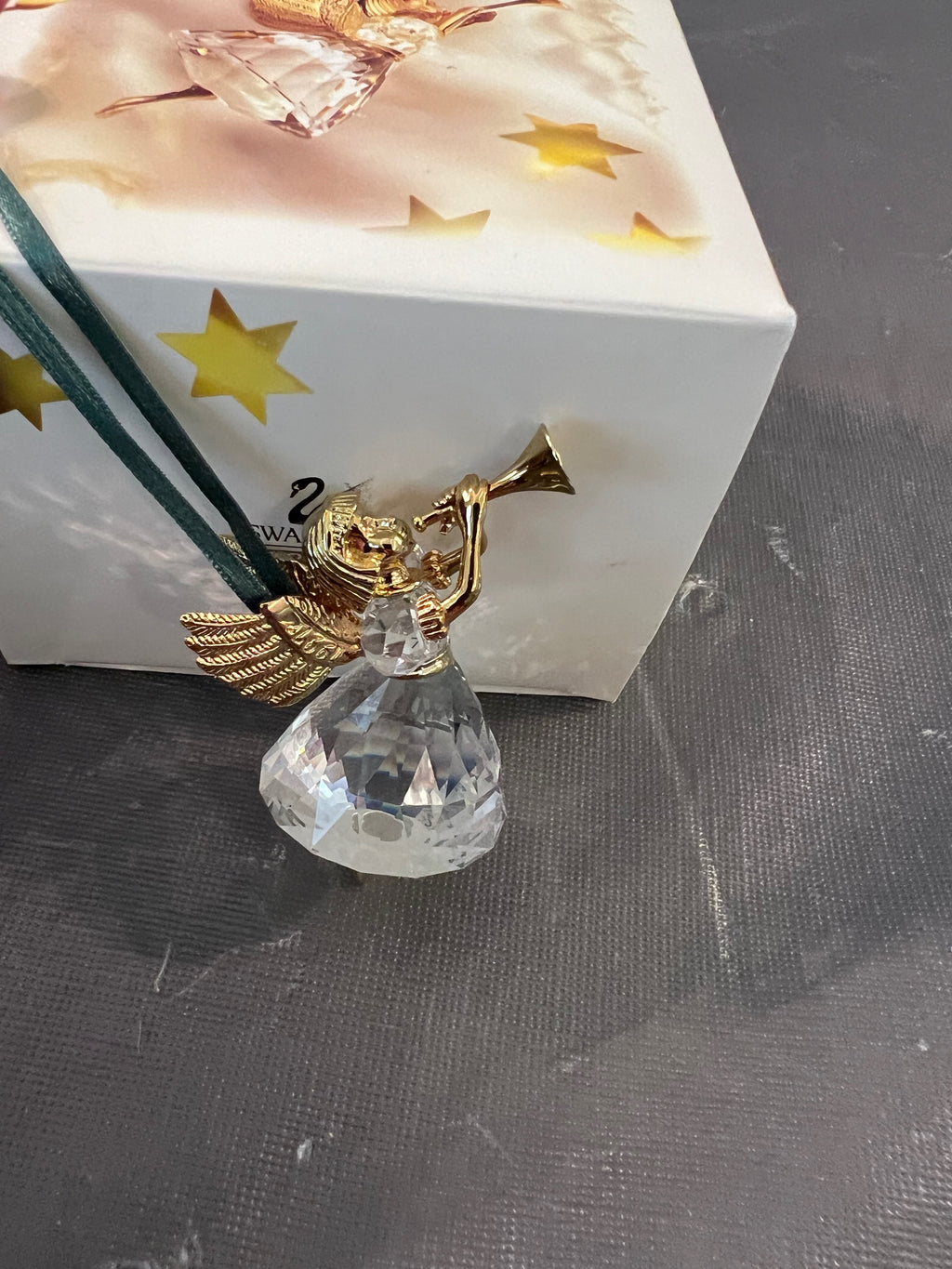 Swarovski Crystal Christmas Memories 1997 Angel with Trumpet Ornament #211085