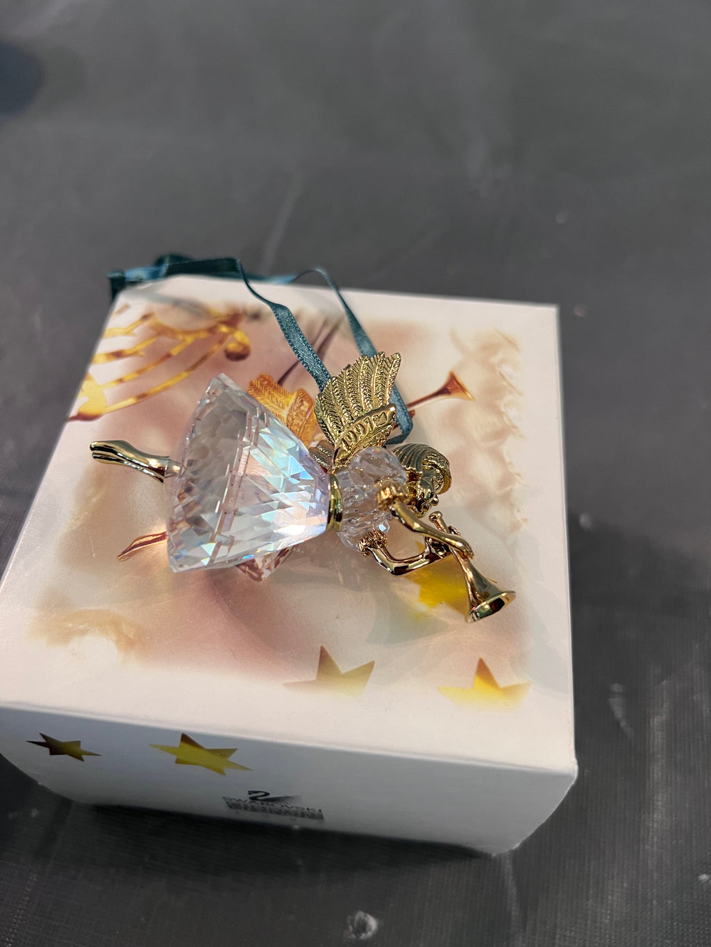 Swarovski Crystal Christmas Memories 1997 Angel with Trumpet Ornament #211085