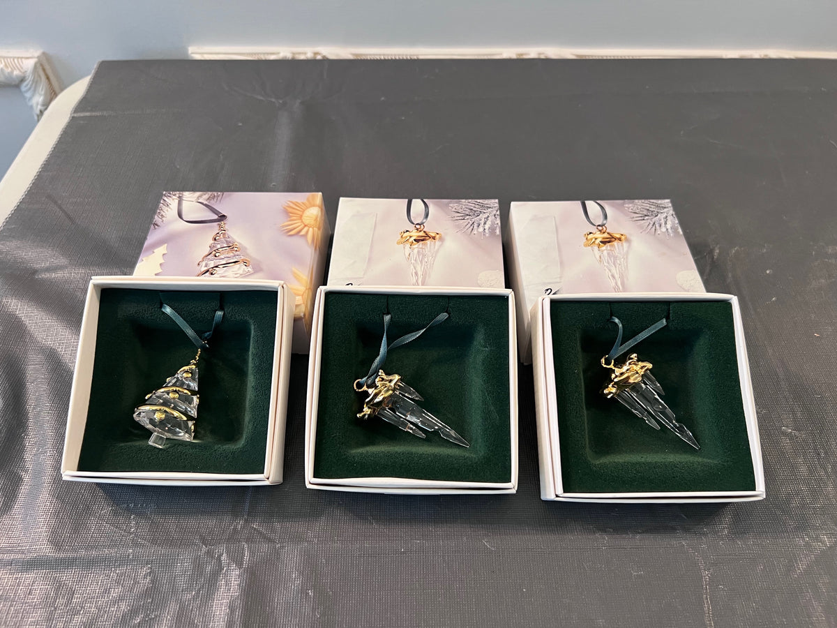 Swarovski Crystal Christmas Memories Ornaments Lot (#211087 x 2, 219870)