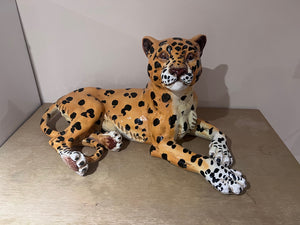 Vintage Italian Ceramic Leopard Sculpture