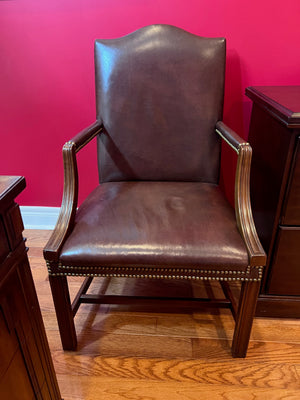 "Hickory Chair" Brown Leather Armchair