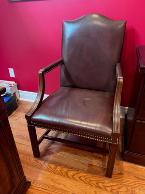 "Hickory Chair" Brown Leather Armchair