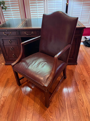 "Hickory Chair" Brown Leather Armchair