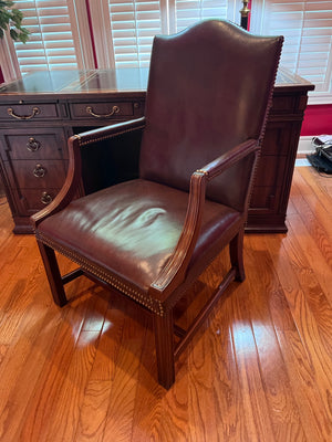 "Hickory Chair" Brown Leather Armchair