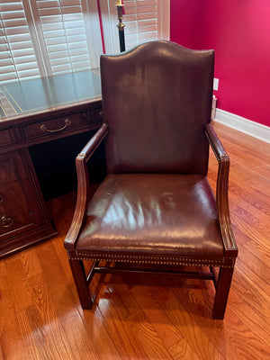 "Hickory Chair" Brown Leather Armchair
