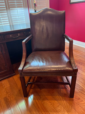 "Hickory Chair" Brown Leather Armchair