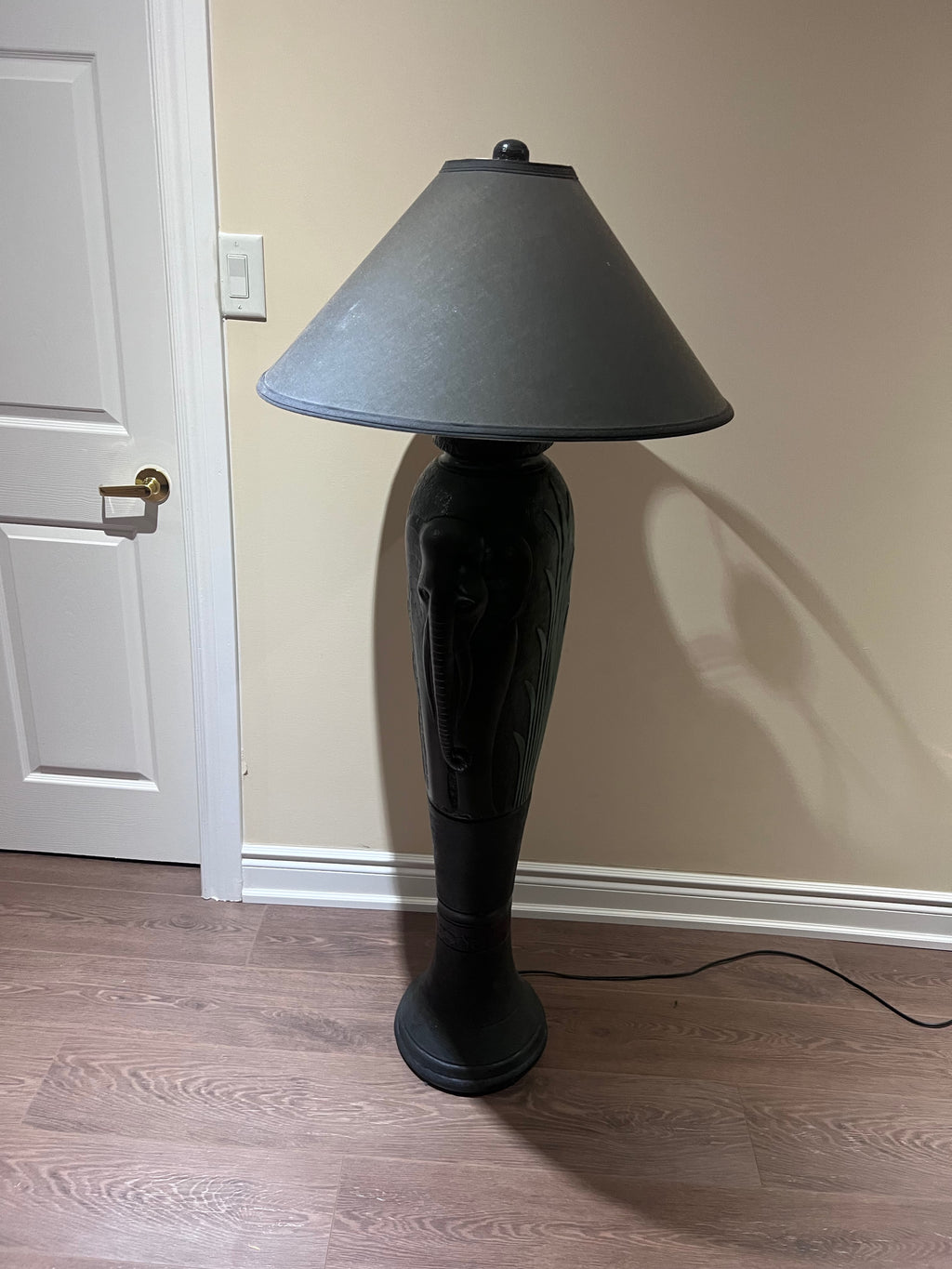 Ornate Floor lamp with Elephant Inlaid Design