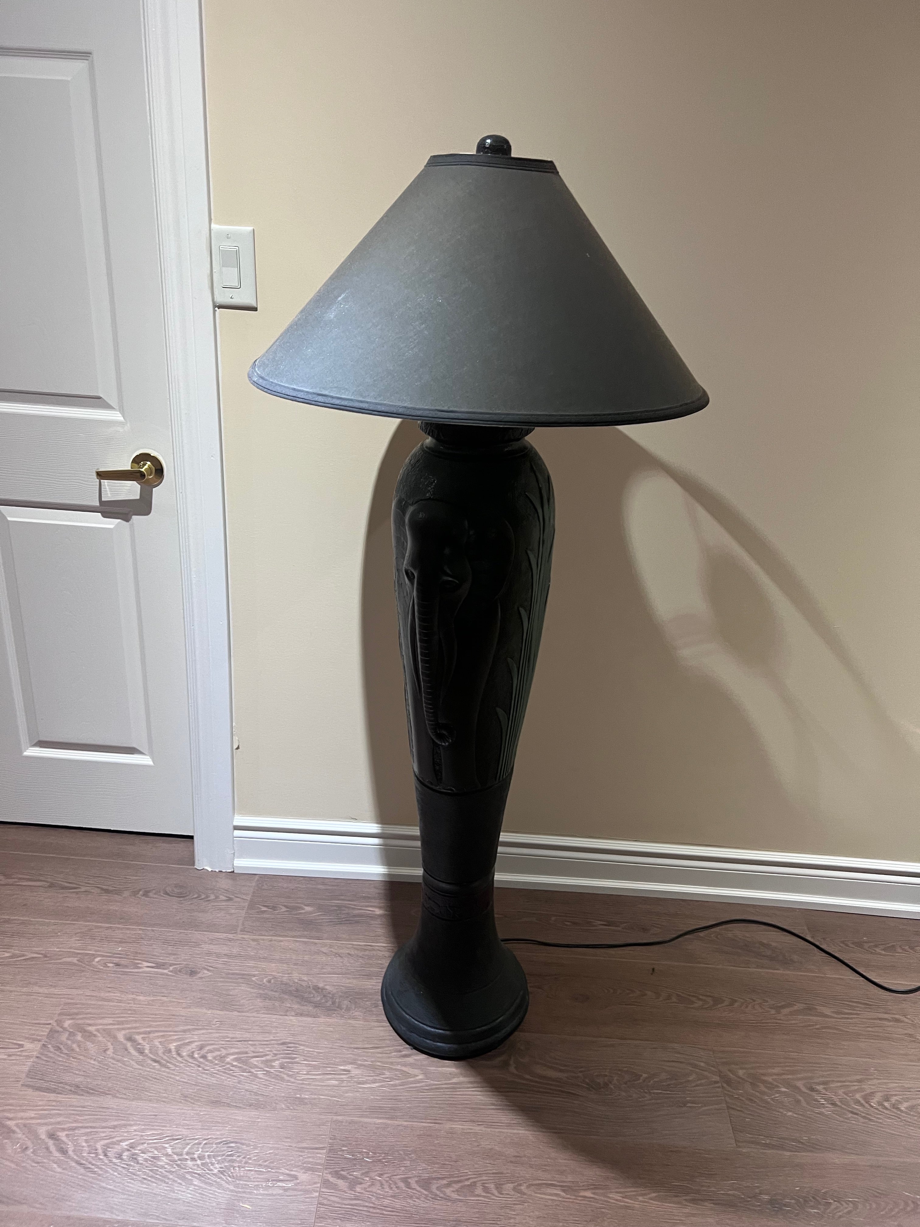 Ornate Floor lamp with Elephant Inlaid Design