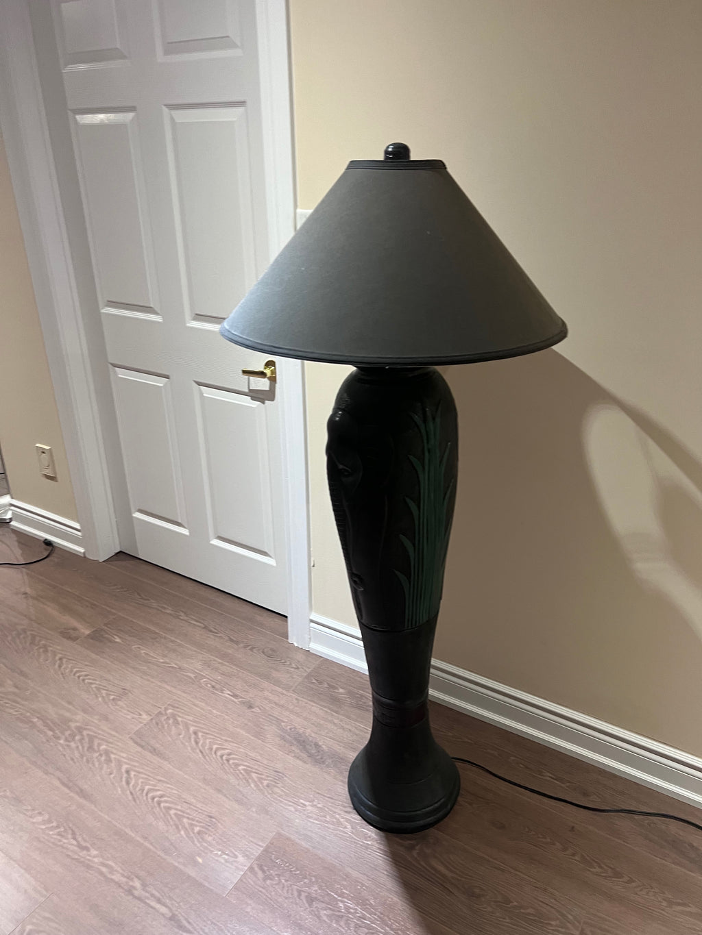 Ornate Floor lamp with Elephant Inlaid Design