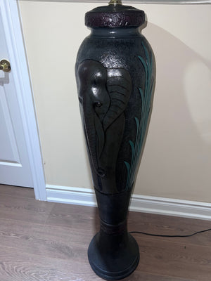 Ornate Floor lamp with Elephant Inlaid Design