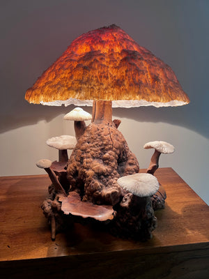 VERY UNIQUE! Vintage MCM Coral Magic Mushroom Lamp