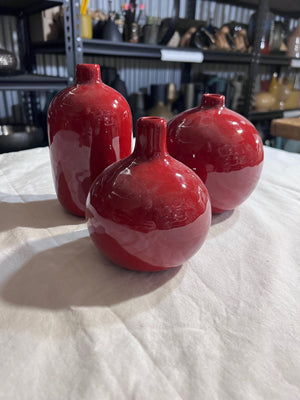 3 Crate & Barrel Red Scarlett Vases