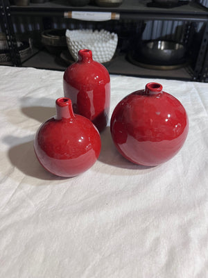 3 Crate & Barrel Red Scarlett Vases