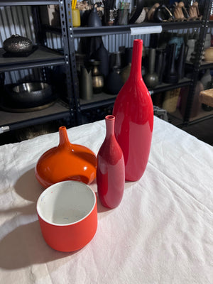 Red, Orange Vase/Bowl Lot