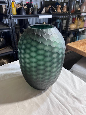 West Elm Green Glass Vase