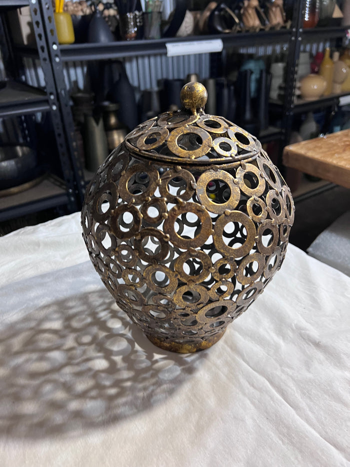 Gold Circles Lidded Vase