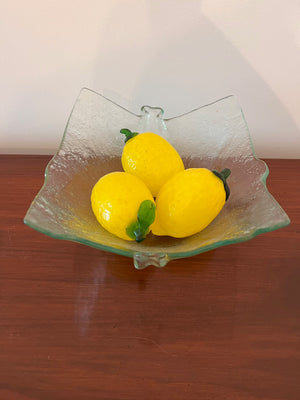 Art Glass Design Bowl with 3 Glass Lemons