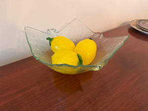 Art Glass Design Bowl with 3 Glass Lemons