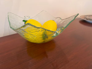 Art Glass Design Bowl with 3 Glass Lemons