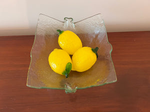 Art Glass Design Bowl with 3 Glass Lemons
