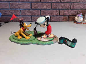 WDCC Walt Disney Classics Collection Canine Caddy Set; Mickey Mouse, Pluto, Base & Opening Title (*no box, no certificate)