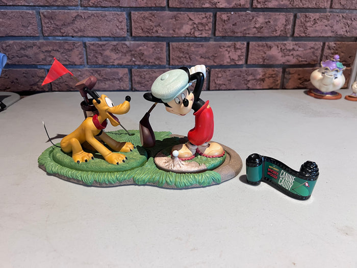 WDCC Walt Disney Classics Collection Canine Caddy Set; Mickey Mouse, Pluto, Base & Opening Title (*no box, no certificate)
