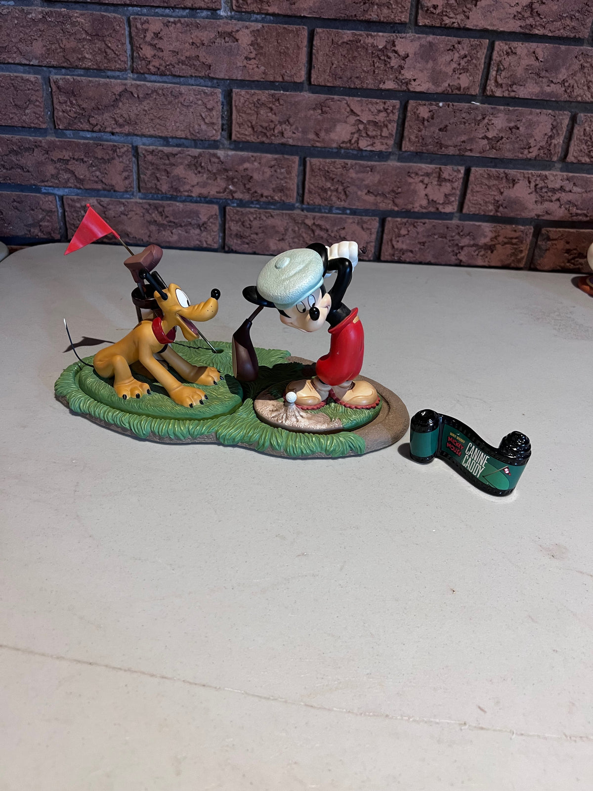 WDCC Walt Disney Classics Collection Canine Caddy Set; Mickey Mouse, Pluto, Base & Opening Title (*no box, no certificate)