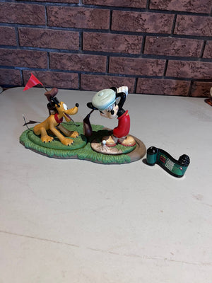 WDCC Walt Disney Classics Collection Canine Caddy Set; Mickey Mouse, Pluto, Base & Opening Title (*no box, no certificate)