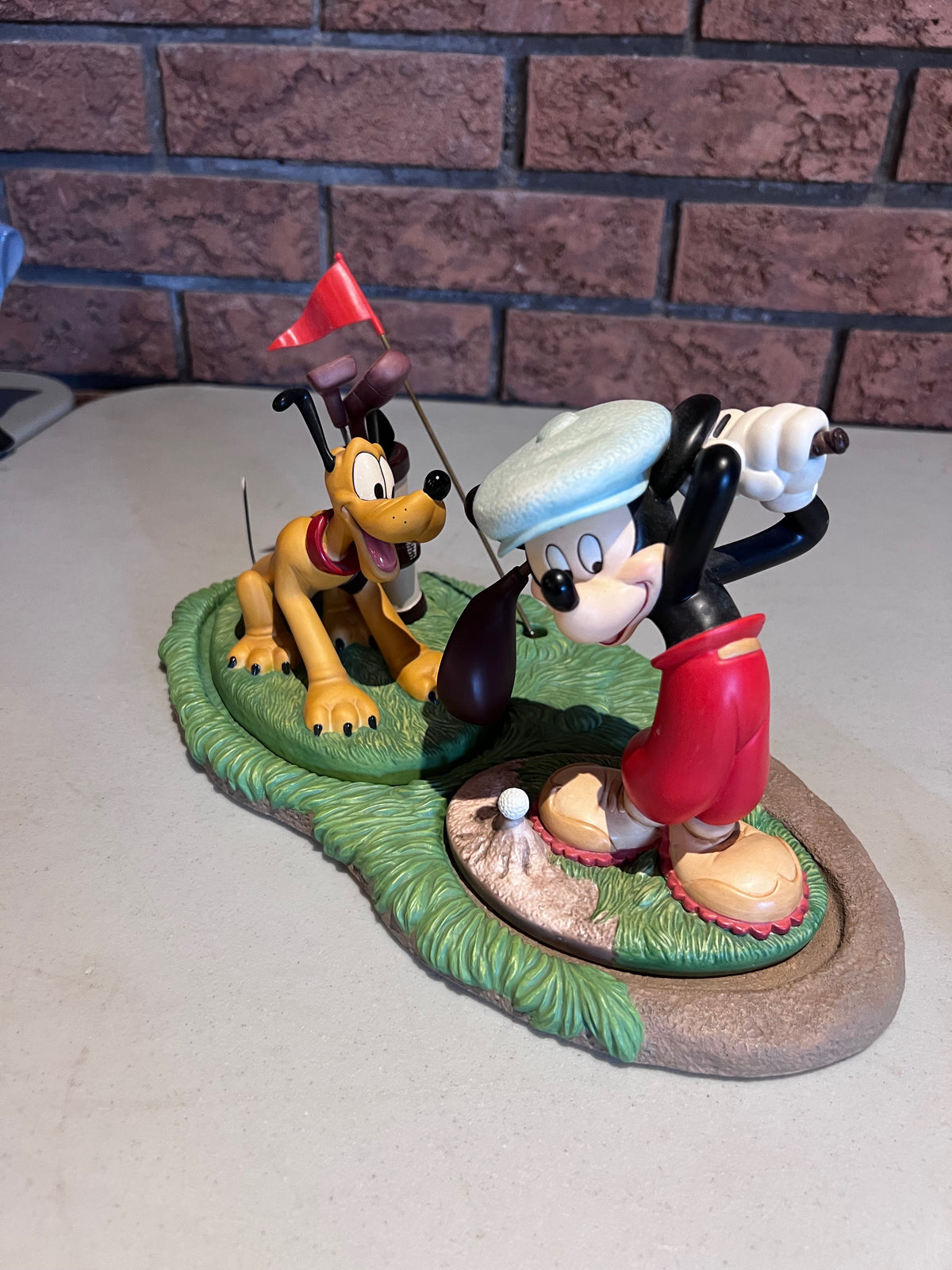 WDCC Walt Disney Classics Collection Canine Caddy Set; Mickey Mouse, Pluto, Base & Opening Title (*no box, no certificate)