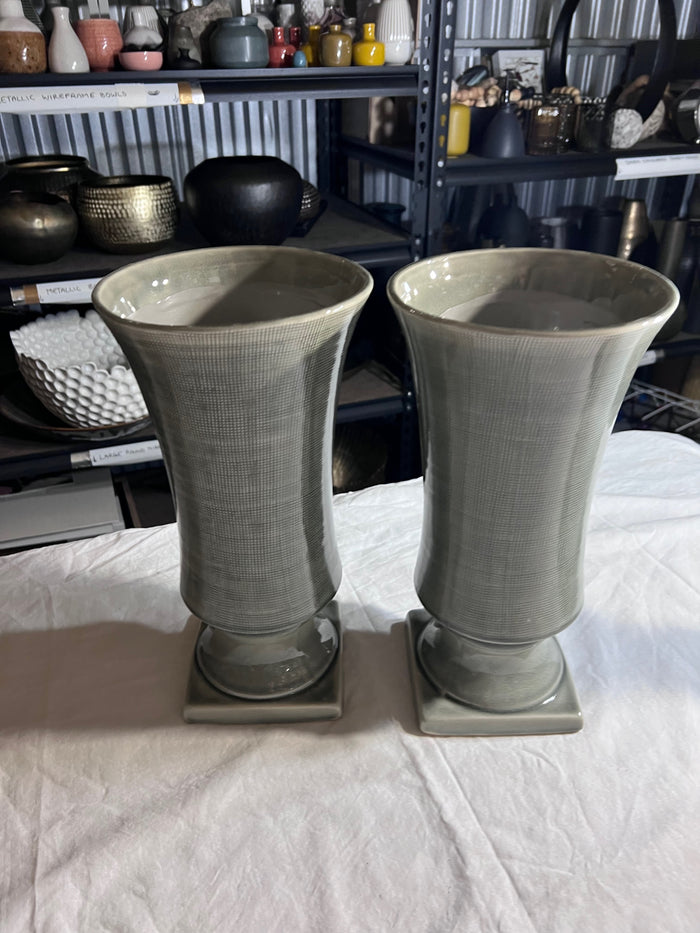 Pair of Large Etched Grey Vases (retail $110)