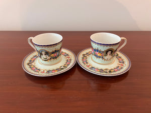 2 Fine Porcelain Demitasse Cups & Saucers