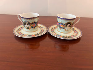2 Fine Porcelain Demitasse Cups & Saucers