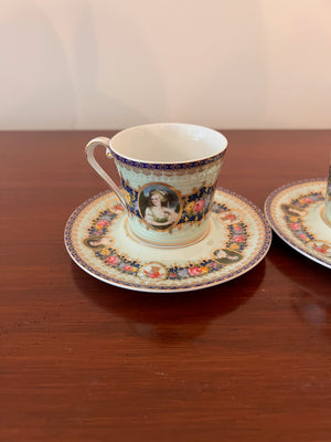 2 Fine Porcelain Demitasse Cups & Saucers
