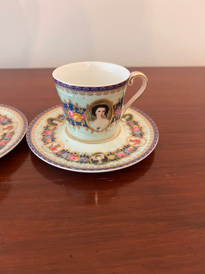 2 Fine Porcelain Demitasse Cups & Saucers