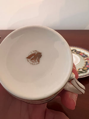 2 Fine Porcelain Demitasse Cups & Saucers