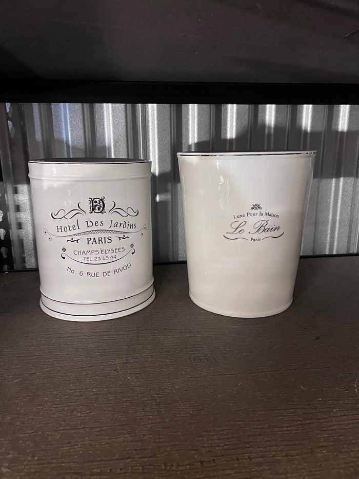 Pair of Moda at Home Ceramic White Waste Bins ($50 retail each)