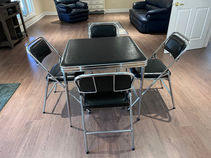 Vintage MCM 'Cooey Metal Products Ltd' Folding Table + 4 Chairs