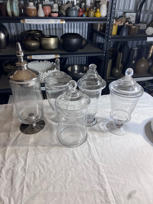 Glass Lidded Jars Lot.