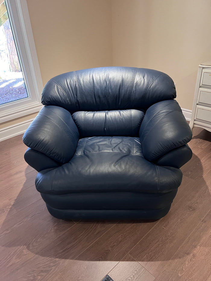 Bonded Leather Blue Armchair