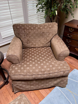 2 Upholstered 'The Art Shoppe' Armchairs + Ottoman