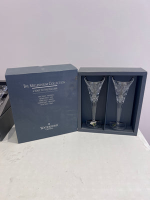 #1- Waterford The Millenium Collection Toasting Flutes X2 "Prosperity"