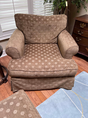 2 Upholstered 'The Art Shoppe' Armchairs + Ottoman