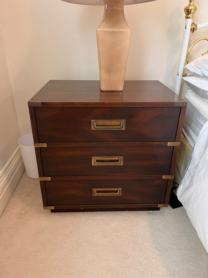 Pair of Gibbard Solid Mahogany Campaign Style Nightstands