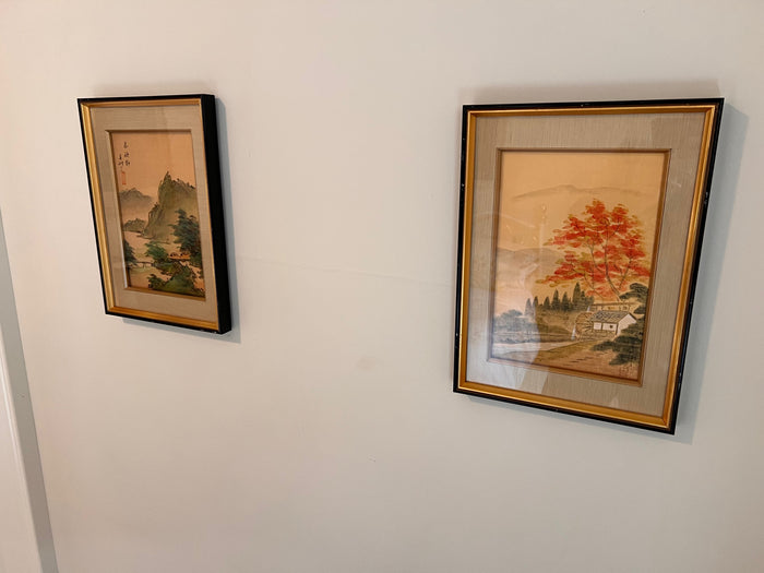 Pair of Oriental Paintings on Silk