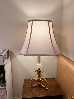 Ornate Large Brass and Crystal Table Lamp