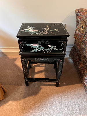 2pc Black Oriental Nesting Tables