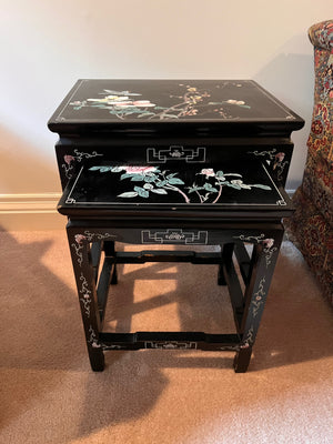 2pc Black Oriental Nesting Tables