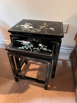 2pc Black Oriental Nesting Tables